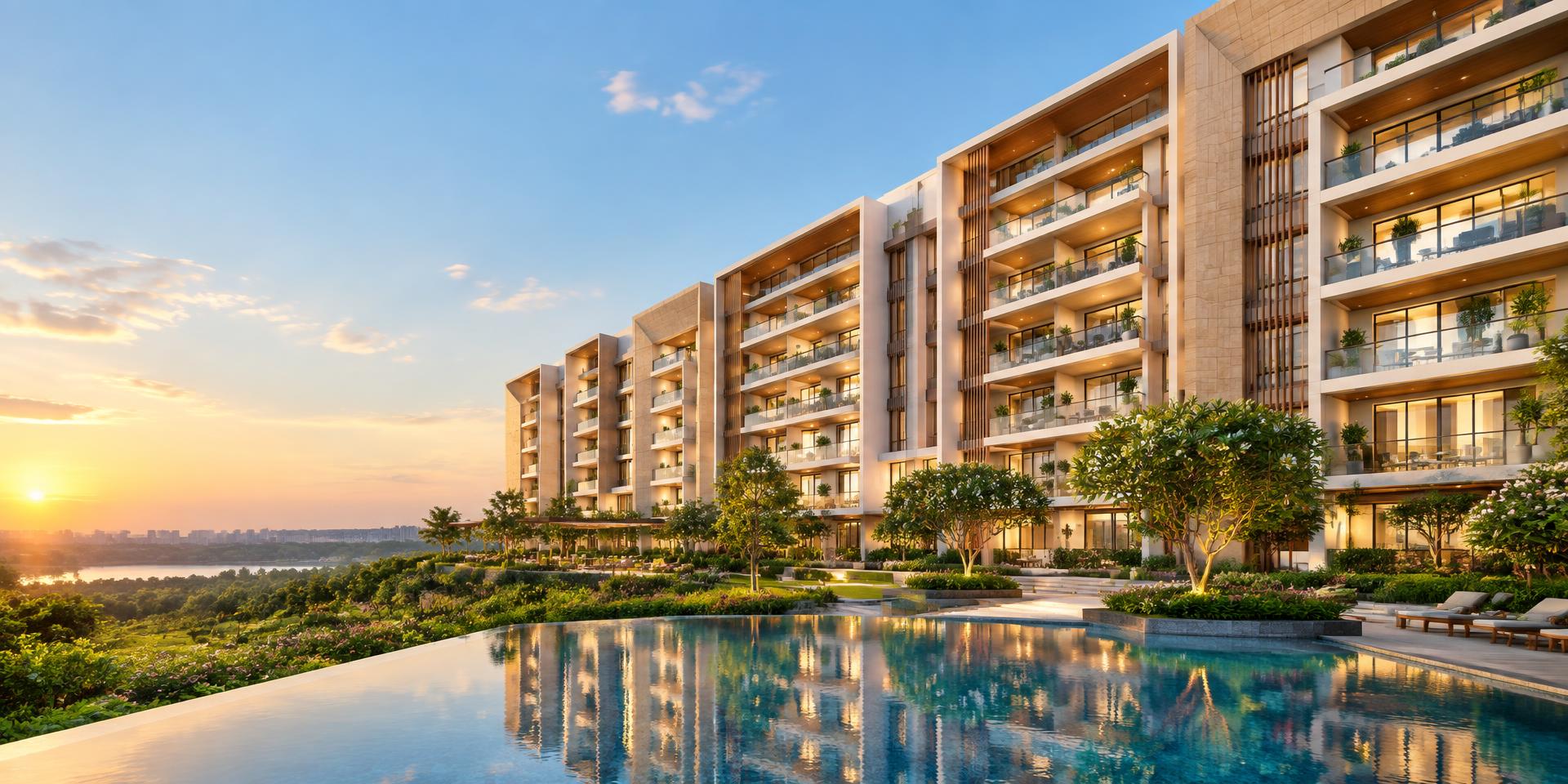 RK-inspired luxury residences beside a landscaped pool